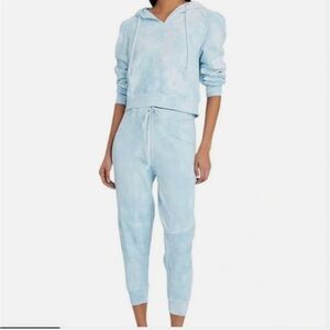 Blue and white tie dye love shack fancy jogger set